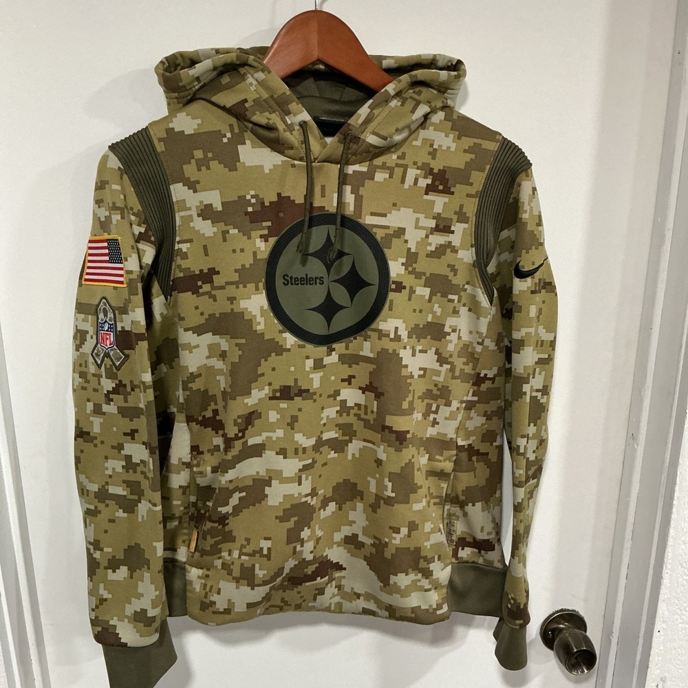 Nike Pittsburgh Steelers Salute to Service Hoodie Men's Small Green Camo OnField